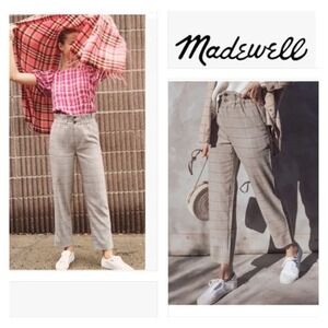 Madewell Gray Plaid Wide Leg Pants